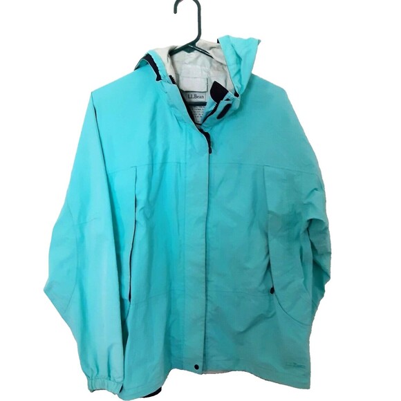 LL Bean RN#71341 Teal Full Zip Hooded windbreaker Jacket Size L - Picture 1 of 3